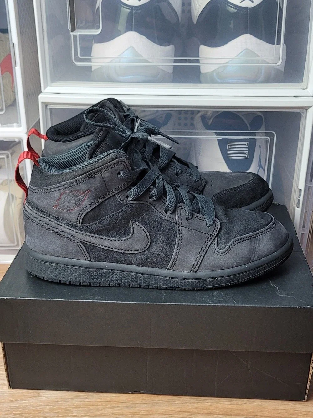 Little Kid's Jordan 1 Mid SE Craft DK Smoke Grey/Black (FQ7754 001)